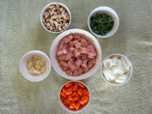ingrédients pour la poulet noix de cajou