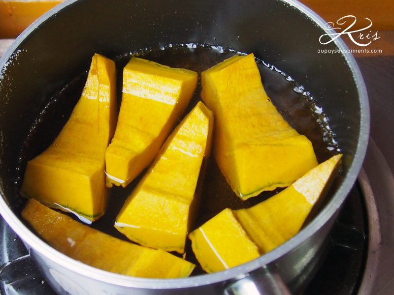 cuisson de la courge au caramel