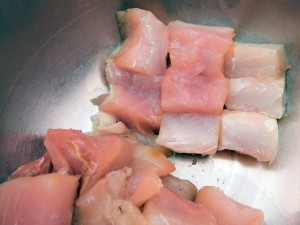 Les poissons coupés en morceaux