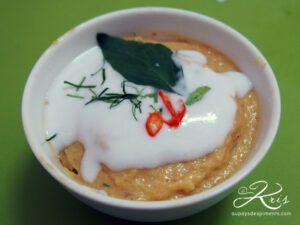 Présentation du flan de poisson - hor mok