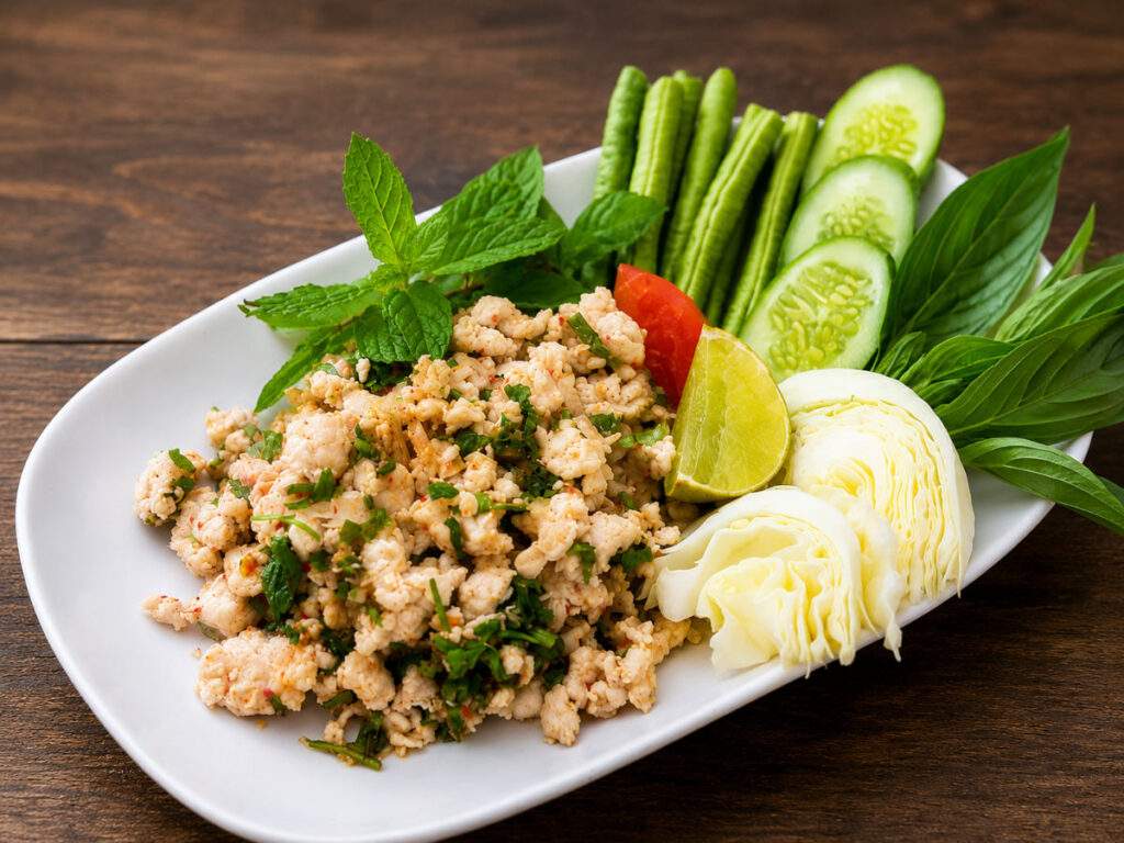 laab ou larb ou lap, il y a plusieurs manières d'écrire le nom de cette délicieuse salade de poulet thaïe originaire de l'Isan