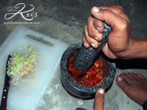 préparation de la pâte de curry