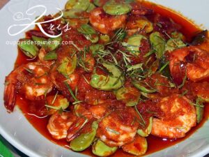 recette de crevettes et petai sautés au curry