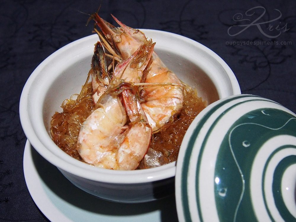 cocotte de crevettes et vermicelles