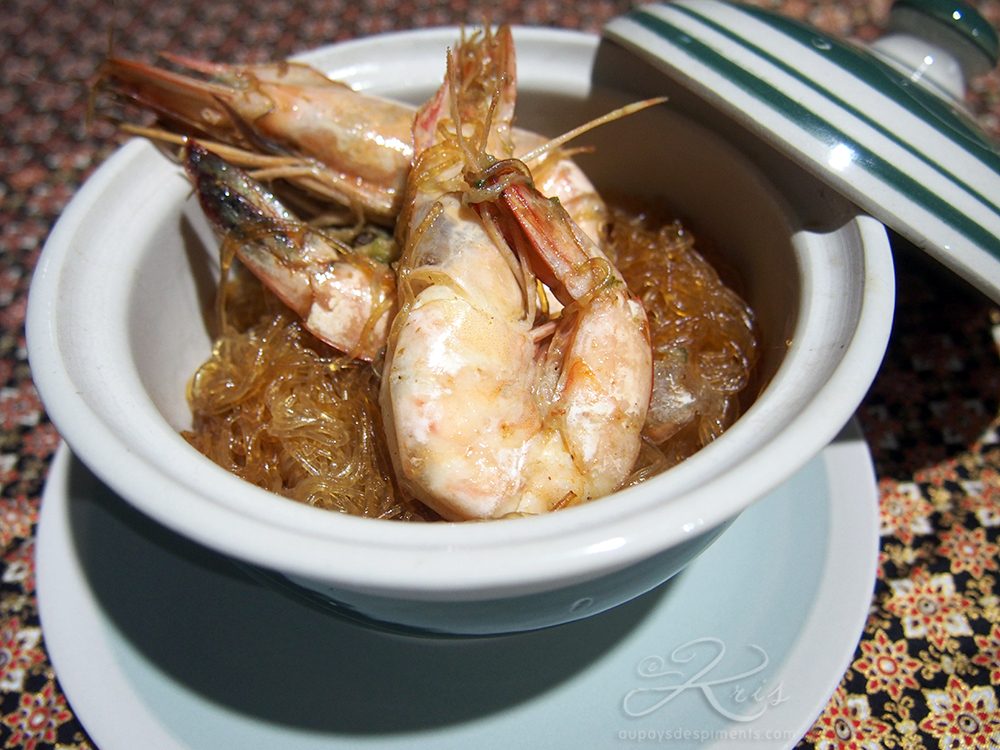 cocotte de crevettes et vermicelles de haricot mungo