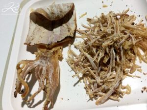 Calmars séchés - recette de fleurs de bananier