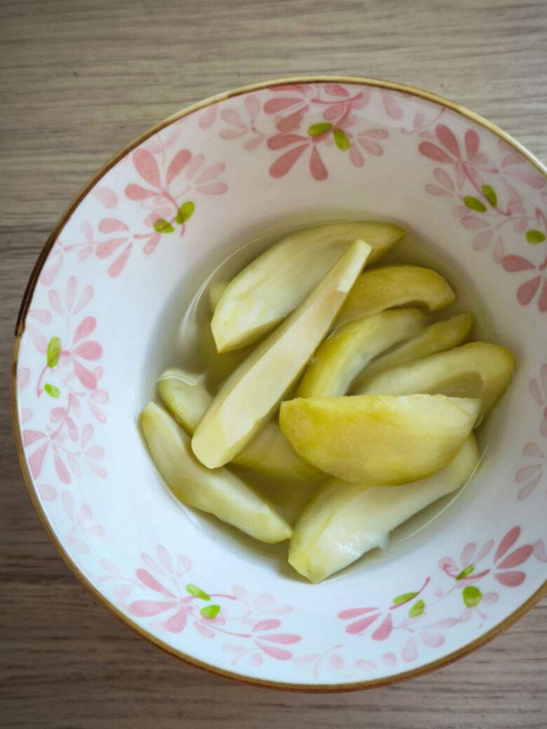 mangues vertes au sirop