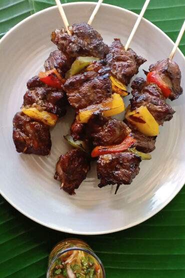 brochettes de boeuf avec marinade thaïe
