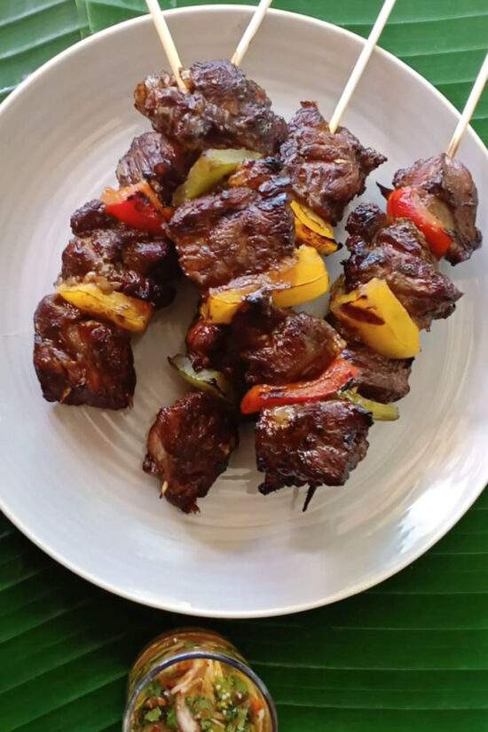 brochettes de boeuf avec marinade thaïe